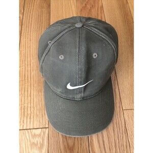 Nike Hat Gray One Size Cotton Snapback Embroidered Swoosh Vintage Style Red Tag